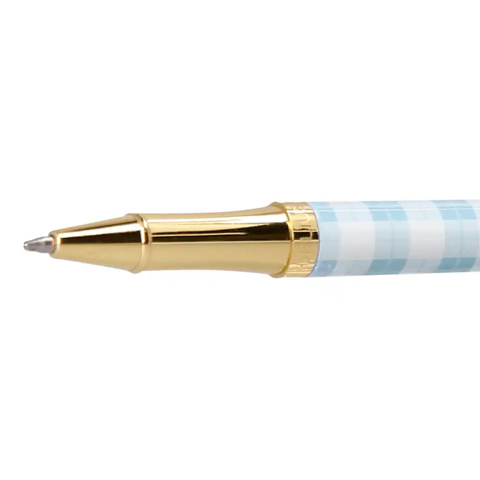 Belius Roller Pen Picnic Collection, Aluminio Azul Celeste Dorado, Tinta Negra 0.7 mm, Caja de Diseño 6