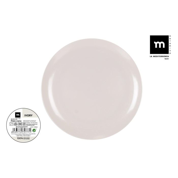Plato Llano Melamina Ivory 25.5 cm - La Mediterranea (24 Unidades) Plato Llano Melamina Ivory 25.5 cm - La Mediterranea (24 Unidades)