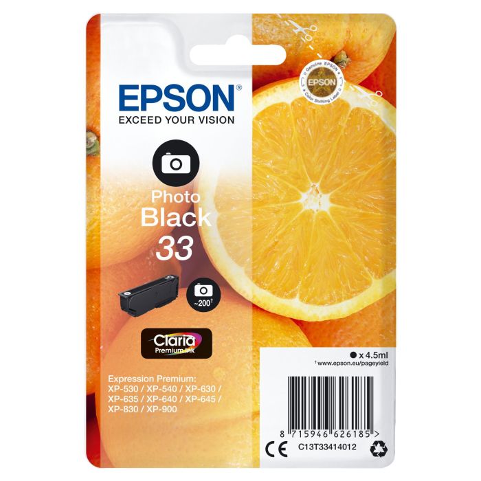 EPSON Expression Home XP-530/XP630/XP635/XP830 Cartucho Negro Foto Nº33