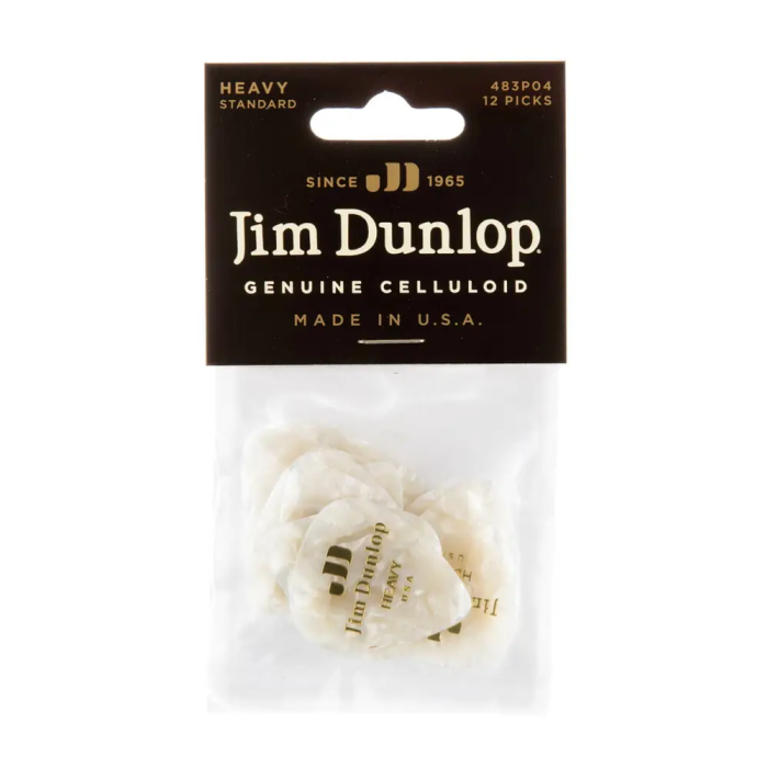 Dunlop Pack 72 Púas Genuine Celluloid Classic Blanco Perlado - Heavy 3