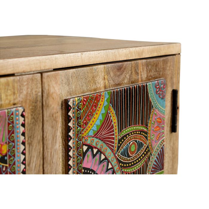 Giner y Colomer Mueble Auxiliar Mango Natural con Detalles Multicolor 60x60x30 cm 4
