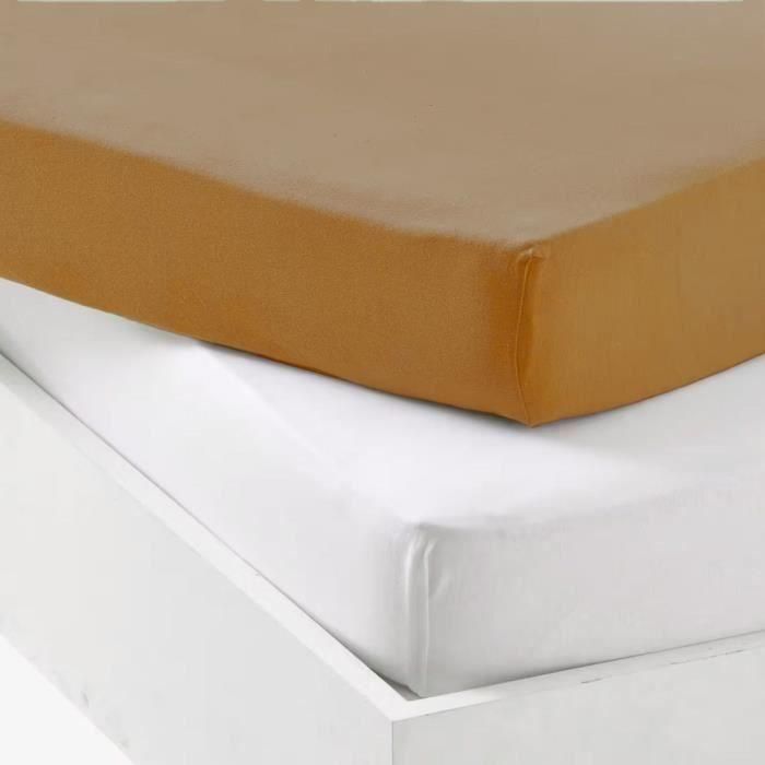 Lote de 1 protector de colchón + 1 sábana bajera - P'TIT DODO - 70 x 140 cm - Blanco / Caramelo 1 Lote de 1 protector de colchón + 1 sábana bajera - P'TIT DODO - 70 x 140 cm - Blanco / Caramelo 1