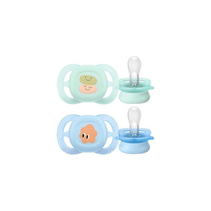 Avent Chupete Silicona Ultra Start 0-2 Meses Niño Dibujo 2 Unidades