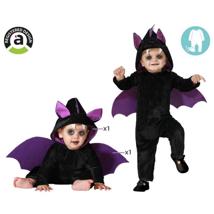 Disfraz de Murciélago Negro y Violeta Aterciopelado con Alas para Bebé 6-12 Meses Halloween Unisex 0 Disfraz de Murciélago Negro y Violeta Aterciopelado con Alas para Bebé 6-12 Meses Halloween Unisex 0