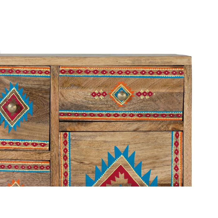 GINER Y COLOMER Mesita de Noche en Madera de Mango con 7 Cajones Multicolor 4