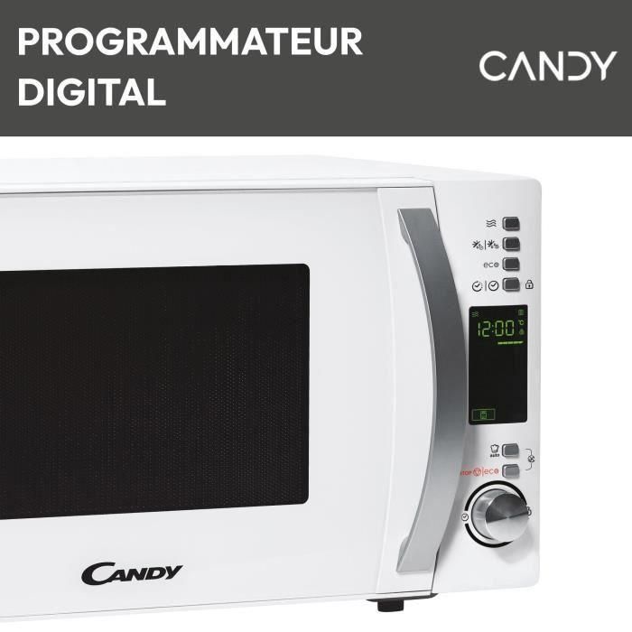 Candy CMXW20DW Microondas Independiente 20L 700W Blanco, Programador Digital, 10 Menús Automáticos, Modo Eco, Limpieza Fácil Masterclean 2