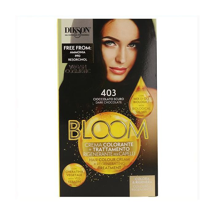 Dikson Bloom Crema Color 403 Chocolate Oscuro - Colorante y Tratamiento Regenerador para Cabello
