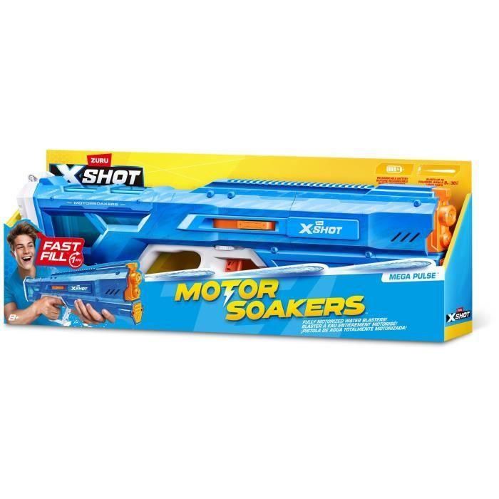 Zuru ZUR4894680036048 Pistola de agua motorizada X-SHOT Mega Pulse, llenado rápido, batería recargable, alcance 9m, depósito 1.1L 1