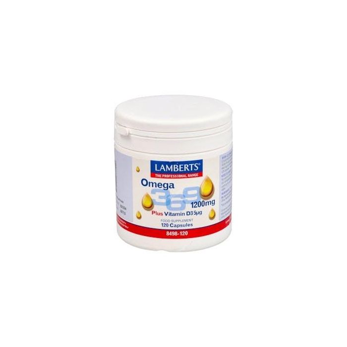 LAMBERTS Omega 3-6-9 y Vitamina D3 120 Cápsulas: Corazón, Cerebro, Huesos y Sistema Inmune