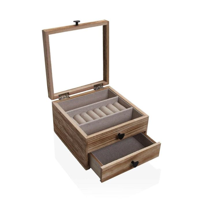 Versa Joyero de Madera Paulownia con Tapa de Cristal, 5 Compartimentos, 21x30x7 cm (2 Unidades) 1 Versa Joyero de Madera Paulownia con Tapa de Cristal, 5 Compartimentos, 21x30x7 cm (2 Unidades) 1