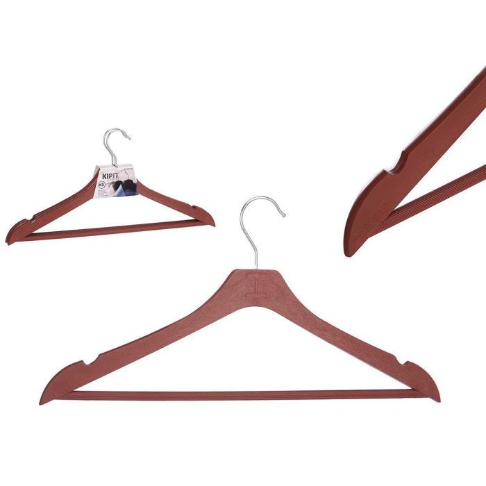 Set 3 Perchas Plastico Marron Kipit 21X3CM (24 Unidades) Set 3 Perchas Plastico Marron Kipit 21X3CM (24 Unidades)