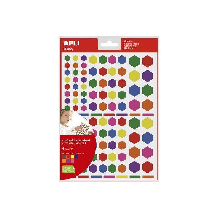 APLI 18768 Etiqueta Decorativa Engomada - 10 Unidades, Multicolor (Azul, Fucsia, Verde, Naranja, Púrpura, Rojo, Amarillo)