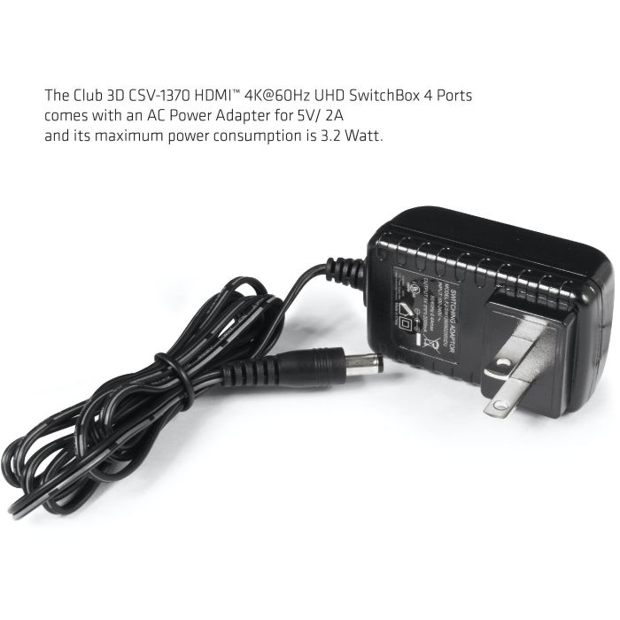 Club3D HDMI Switch Box 4 Entradas 1 Salida 4K Ultra HD 60Hz compatible con HDMI 2.0a, HDCP, con mando a distancia 3 Club3D HDMI Switch Box 4 Entradas 1 Salida 4K Ultra HD 60Hz compatible con HDMI 2.0a, HDCP, con mando a distancia 3