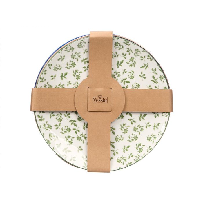 Vessia Plato Llano 27 x 27 cm Cerámica Porcelana Colores Surtidos (Azul, Beige, Negro, Verde) (Set de 24)
