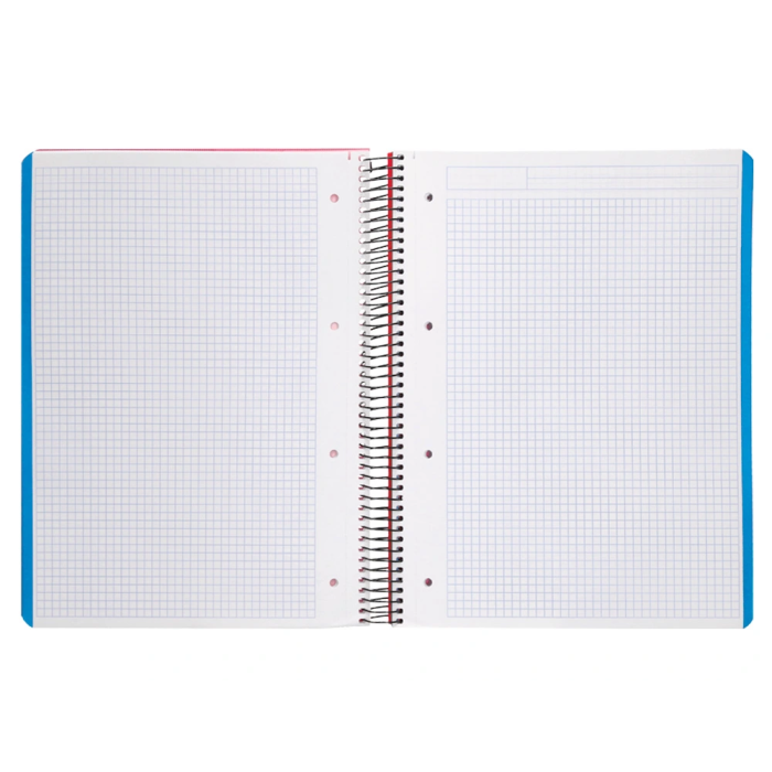 Liderpapel Cuaderno Espiral A4 Plástico 120 Hojas 90gr Cuadro 5mm Rojo 5