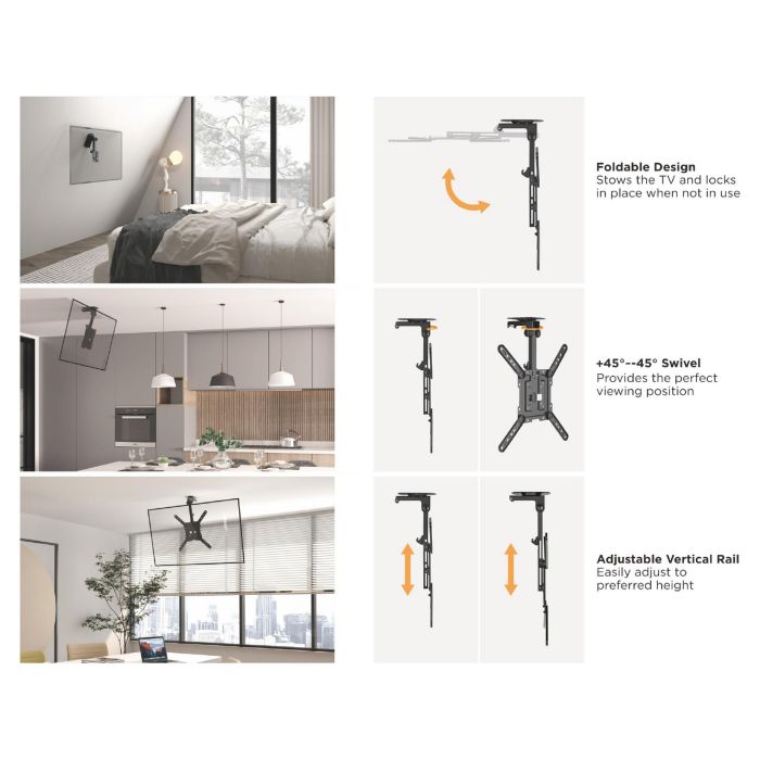 Equip Soporte Techo TV 650375 VESA 400x400 hasta 20kg para Pantallas 23"-55" 9