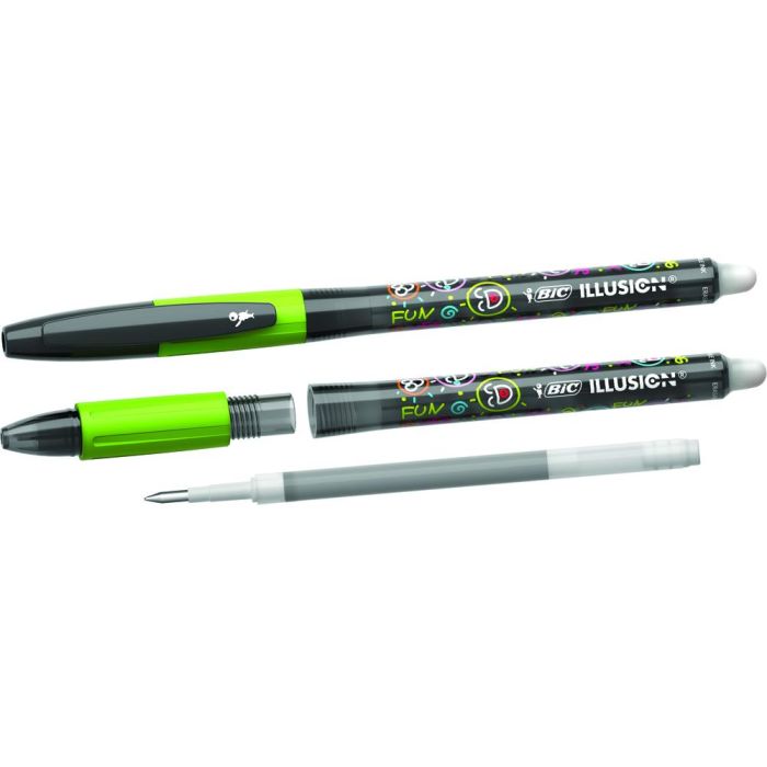 Boligrafo Bic Gelocity Illusion Borrable Negro Punta De 0,7 mm 12 unidades 3