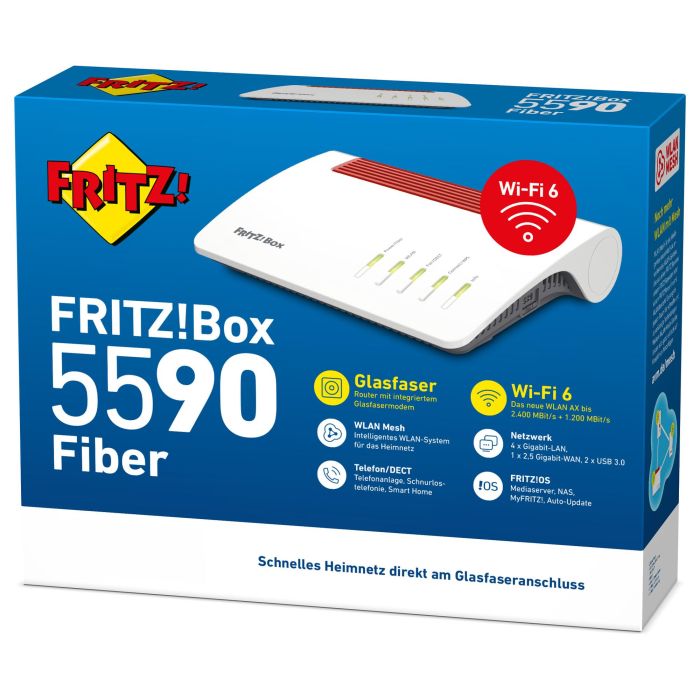 AVM Fritz! Box 5590 Fiber Router WLAN Wifi-6 Doble Banda Ethernet Blanco 4