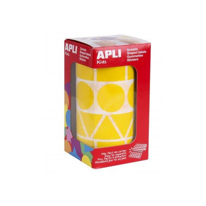 Gomets Apli Rollo 59H Xl Figuras Geom. (Cl.,Tr.,Cd.,Rg.) 27 Mm Amarillo 1.357 Uds. (11160)
