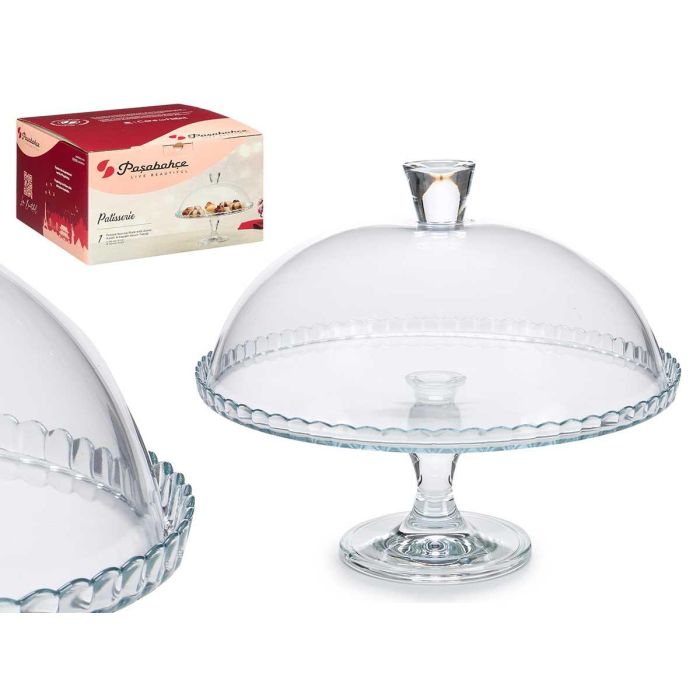 Pasabahce Tartera de Cristal con Pie y Tapa 32 cm Transparente (Set de 2)