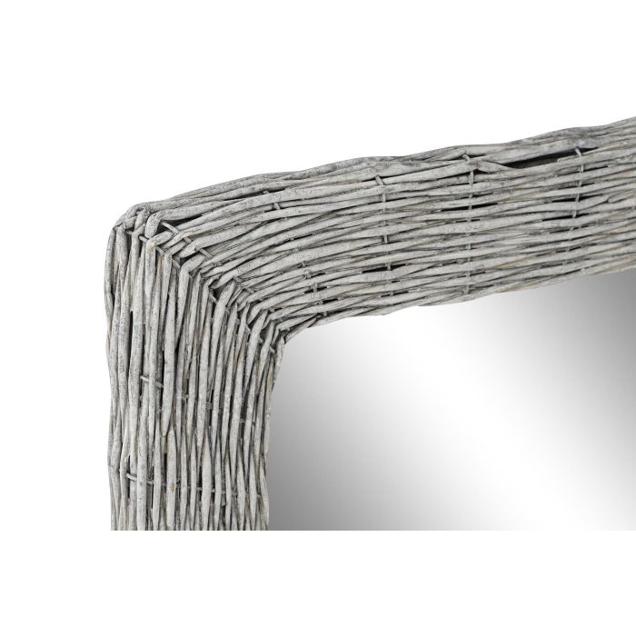 DKD Home Decor Espejo de Pared Estilo Cottage hecho a mano, Mimbre y Cristal, Color Gris, 63 cm Alto x 52.5 cm Ancho x 4 cm Fondo 1