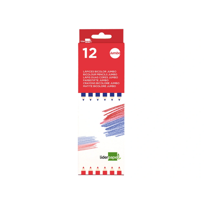 Liderpapel Lápices Jumbo Bicolor Rojo/Azul Madera Alta Calidad Mina Ultrarresistente 1
