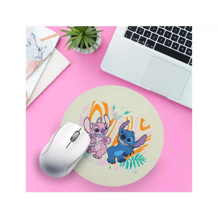 Wondee Alfombrilla de Ratón Redonda Lilo & Stitch con Stitch y Angel, Control Preciso, Antideslizante, Lavable, 200mm 5
