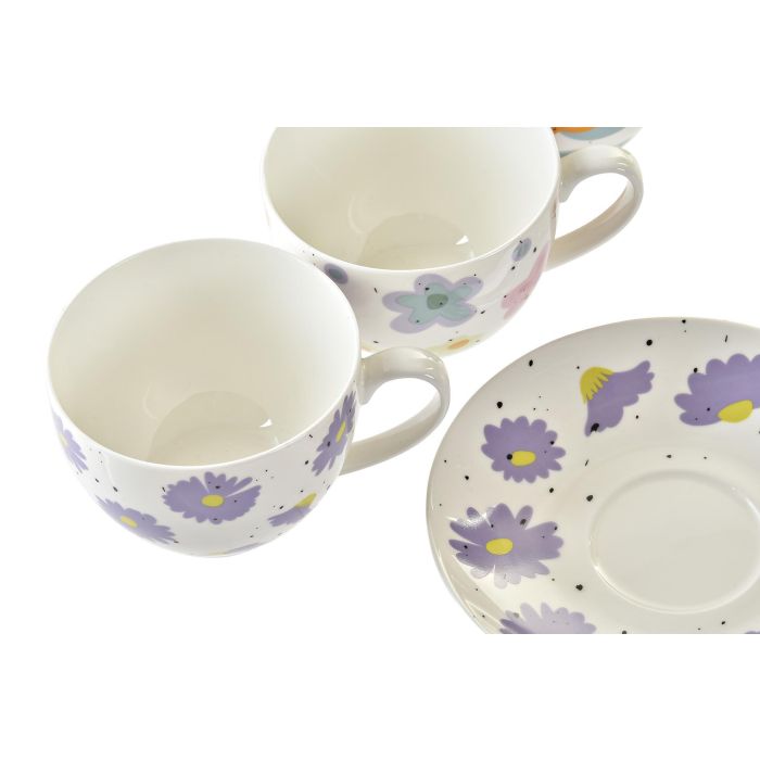 DKD Home Decor Taza Urban Set de 2 Piezas Porcelana Multicolor Blanco 9 x 7 x 12 cm 220ml 2