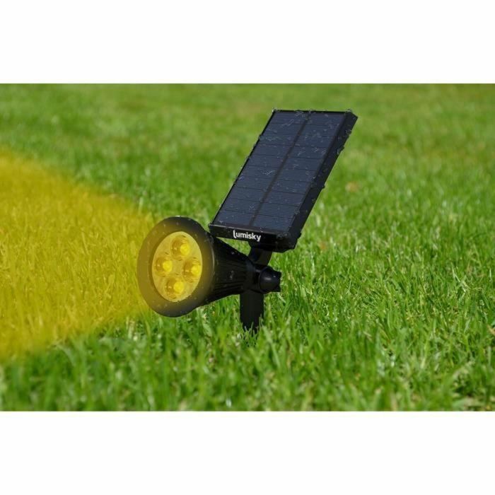 LUMI GARDEN 2 Focos LED Solares Puntiagudos, Luz Cálida, 200 Lúmenes, Detector Crepuscular, 8-10h Autonomía, Impermeable, 34 cm 4