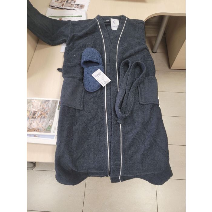 DKD Home Decor Albornoz Basicos 1 x 120 x 63 cm Set de 2 Azul Algodon Hombre 1