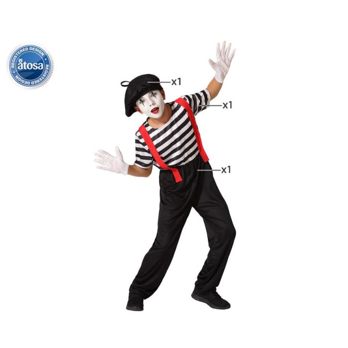 Disfraz Mimo Niño Infantil Blanco Negro 5-6 Años Disfraz Mimo Niño Infantil Blanco Negro 5-6 Años
