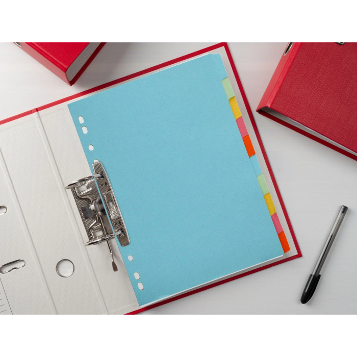 Q-connect Separadores DIN A4 Multitaladro Cartulina, Juego de 10 Unidades, Pestañas Colores Pastel 8