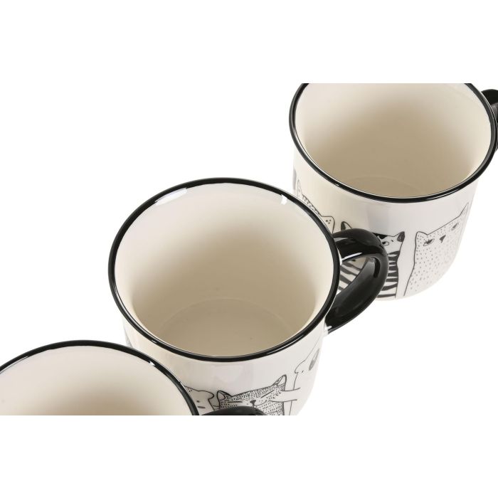 Mug Scandi DKD Home Decor Blanco Negro 9.5 x 9 x 13 cm (12 Unidades) 2