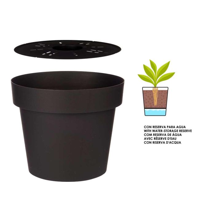 Maceta Plastico Antracita Con Reserva Agua 35Cm Ibergarden (6 Unidades) 1 Maceta Plastico Antracita Con Reserva Agua 35Cm Ibergarden (6 Unidades) 1