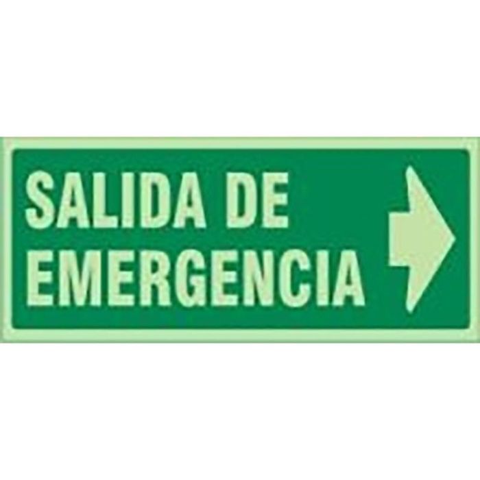 DUVER 1021 Señal Salida de Emergencia Derecha Letra Plástico Luminiscente 297x148 mm