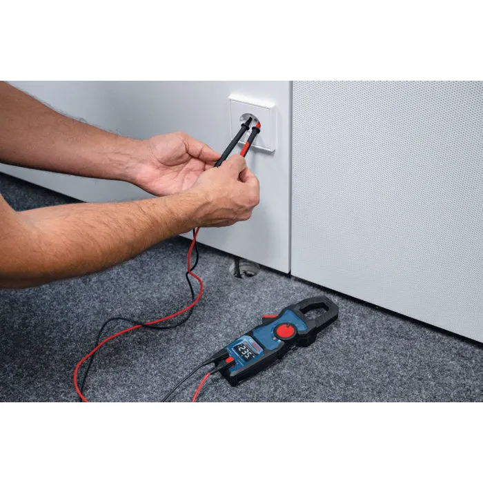 Bosch Professional Pinza Amperimétrica GMC 600-15 con 2 Baterías y Soporte Mural MS 90 en Estuche de Transporte Profesional