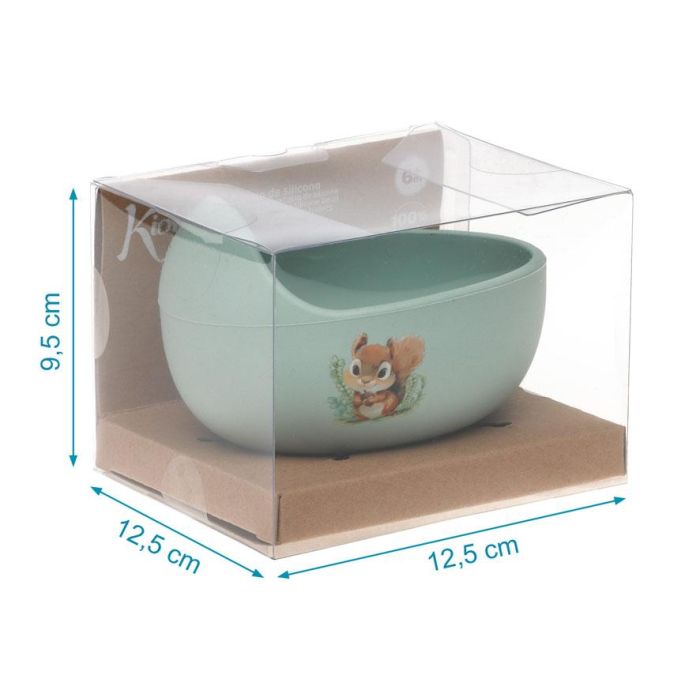KioKids Cuenco de Silicona Verde con Ventosa para Bebé +6 Meses, Antideslizante, Libre de BPA - Colección Little Sauvages