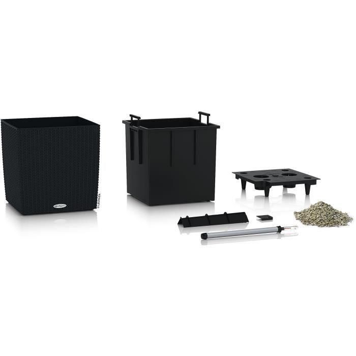 Maceta LECHUZA Cube Cottage 50 - kit completo, negro grafito 1