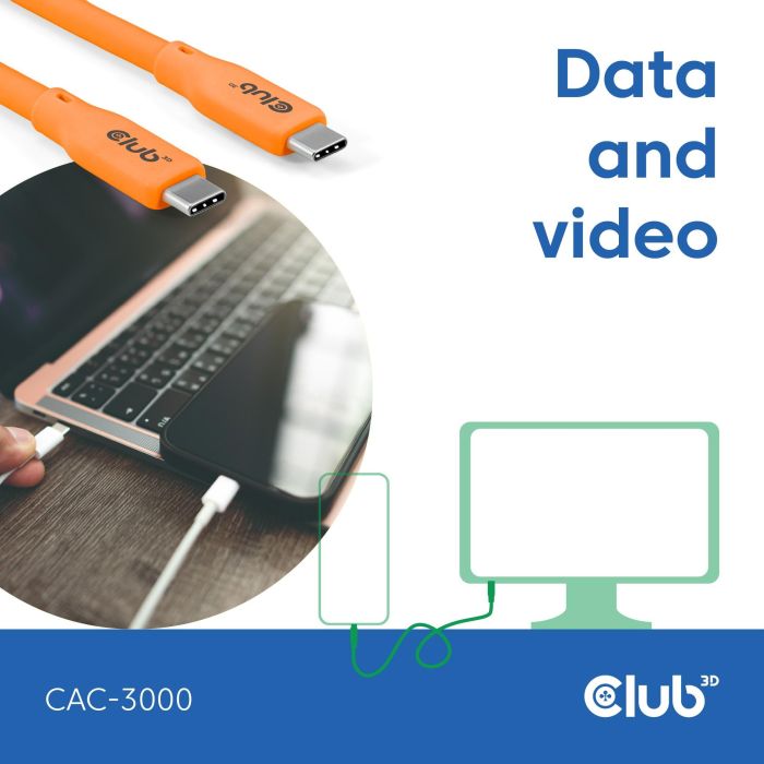 Club3D 240W.20Gbps Cable USB-C Lifestyle PD 240W 20Gbps 2m Naranja St/St 4 Club3D 240W.20Gbps Cable USB-C Lifestyle PD 240W 20Gbps 2m Naranja St/St 4