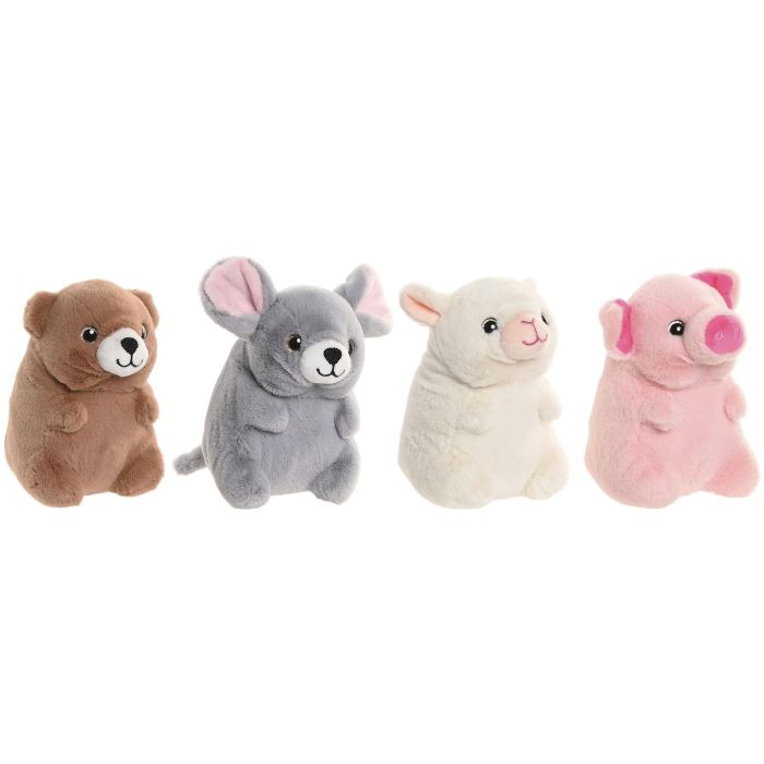 DKD Home Decor Peluche Kids Marrón Rosa Surtido 10 x 14 x 10 cm (12 Unidades)