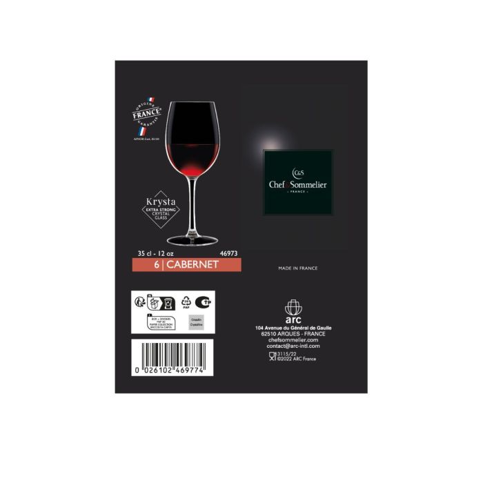 Caja 6 Copas Tulip Vino Krysta Cabernet Tulip Chef & Sommelier 35 cL 1