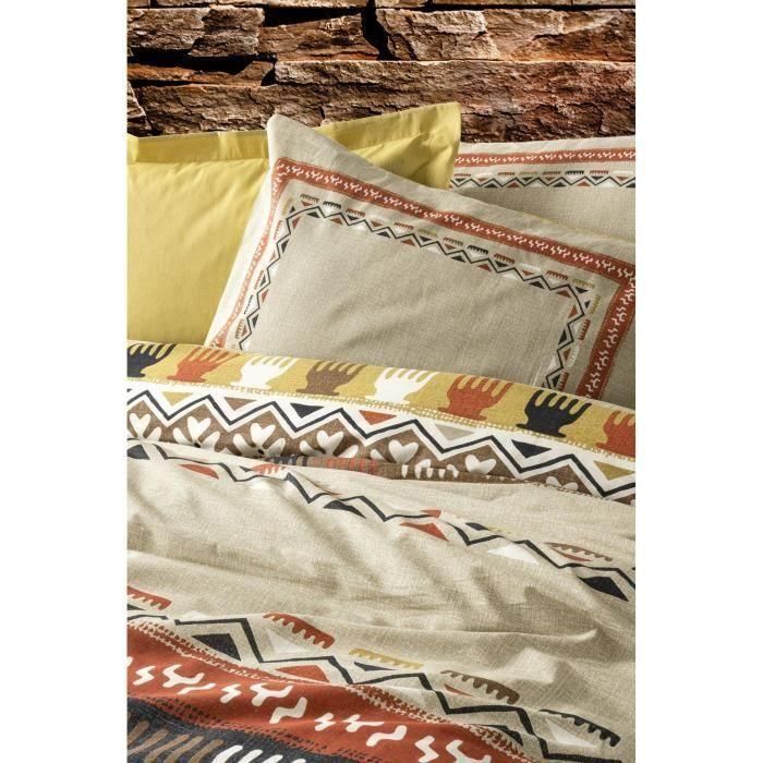Juego de cama - 1 funda nórdica 220x240 cm + 2 fundas de almohada 60x60 cm - 100% algodón - Mostaza 1 Juego de cama - 1 funda nórdica 220x240 cm + 2 fundas de almohada 60x60 cm - 100% algodón - Mostaza 1