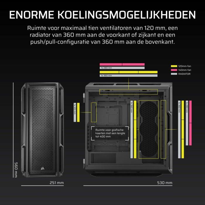 Corsair 5000T Caja PC Gaming Semitorre ATX de Alto Rendimiento, Paneles Vidrio Templado Negro, Compatible con USB-C 12 Corsair 5000T Caja PC Gaming Semitorre ATX de Alto Rendimiento, Paneles Vidrio Templado Negro, Compatible con USB-C 12