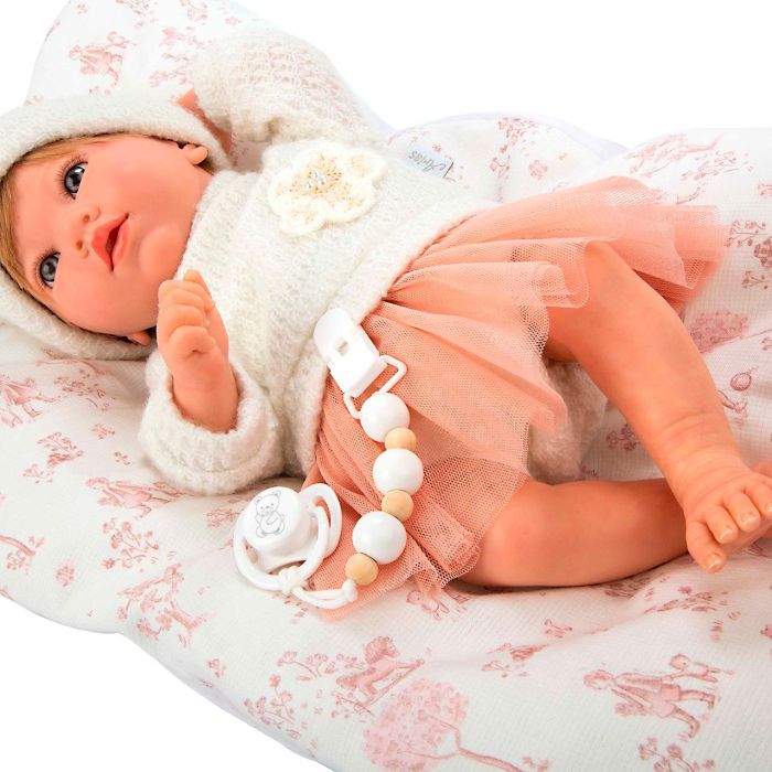 Muñecas Arias 98188 Muñeca Reborn 40cm Julia con Cojín, Chupete y Accesorios, Cuerpo de Vinyl Suave y Realista 2