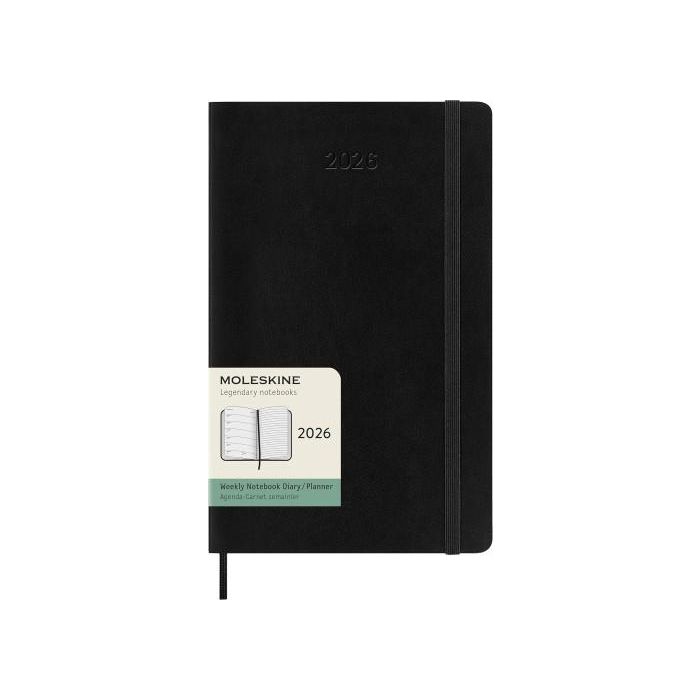 Moleskine DSB12WN3Y26 Agenda 2026 Semanal 12 Meses Tapa Blanda Tamaño L (13x21 cm) Negra con Cierre Elástico