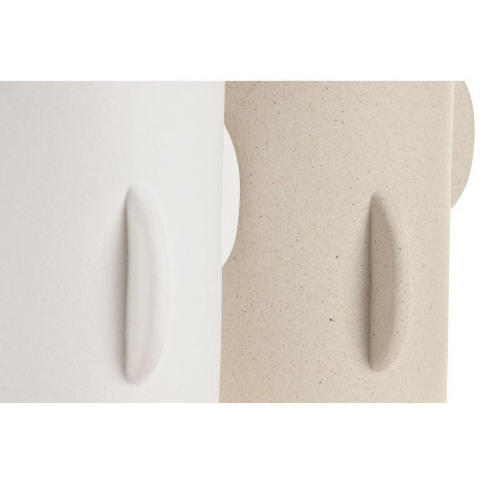 Jarron Scandi DKD Home Decor Blanco Crema 15.5 x 18.5 x 15.5 cm (4 Unidades) 1