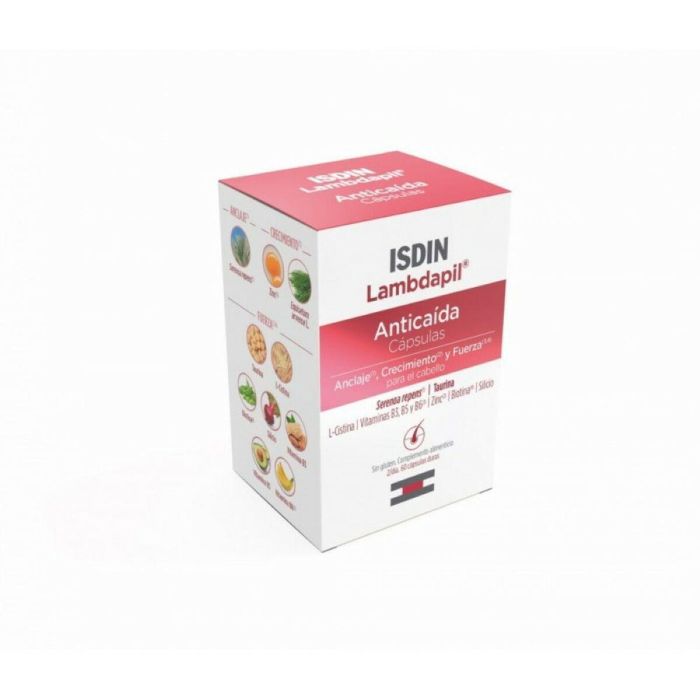 Isdin LAMBDAPIL Anticaída Cápsulas Suplemento Crecimiento Cabello Fuerte Saludable con Biotina Zinc L-Cistina 60 unidades 0 Isdin LAMBDAPIL Anticaída Cápsulas Suplemento Crecimiento Cabello Fuerte Saludable con Biotina Zinc L-Cistina 60 unidades 0
