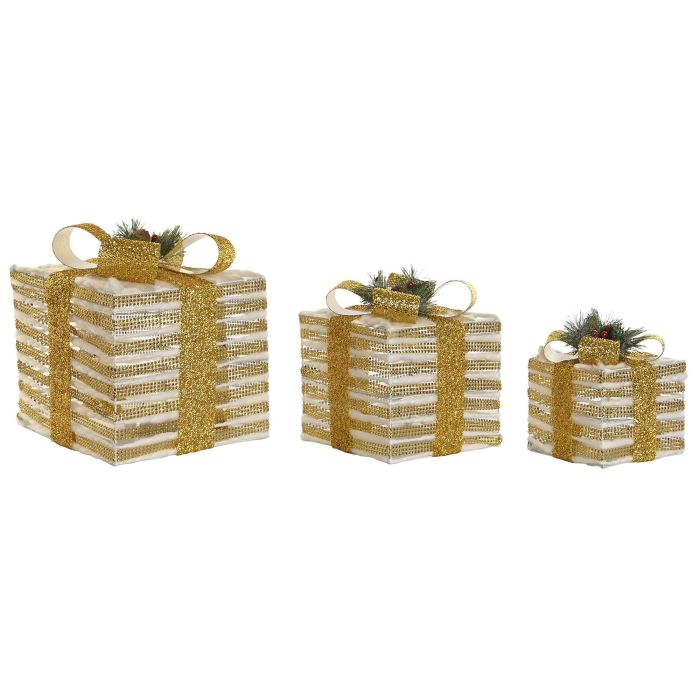 Regalo Navidad Moderna DKD Home Decor Dorado Blanco 25 x 25 x 25 cm Set de 3 3 Regalo Navidad Moderna DKD Home Decor Dorado Blanco 25 x 25 x 25 cm Set de 3 3