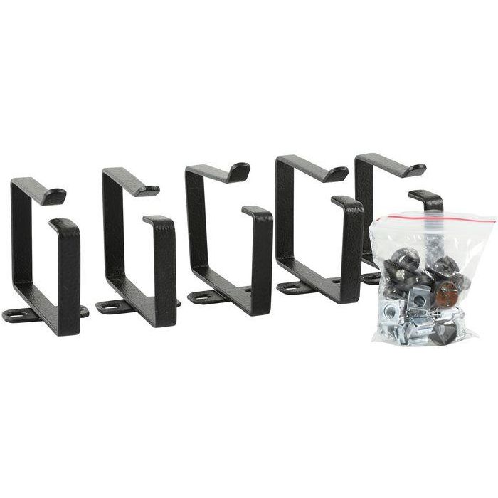 Lanview Juego de Ganchos Organizadores de Cables de Aluminio 88x60 mm, 5 unidades, para armarios 1U 2U 19 pulgadas, Negro RAL 9005