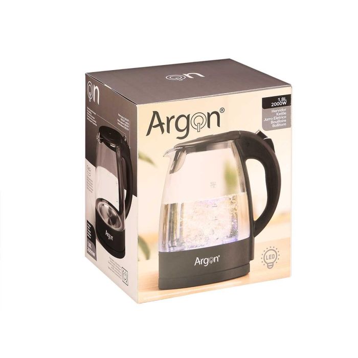 Hervidor Agua Cristal Negro 2000W 1,8L Argon 23X24CM (6 Unidades) 1 Hervidor Agua Cristal Negro 2000W 1,8L Argon 23X24CM (6 Unidades) 1